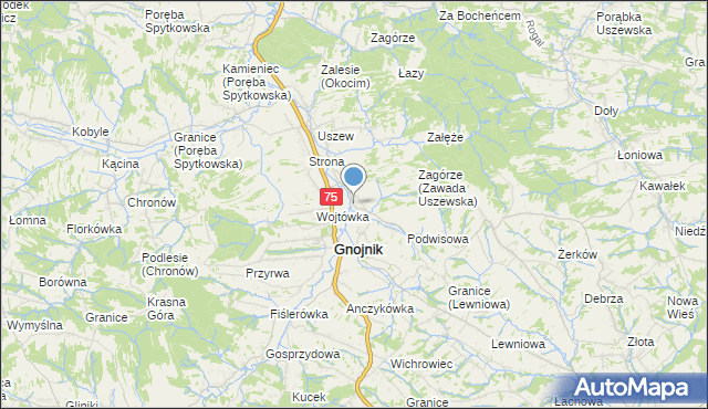 mapa Zawada Uszewska, Zawada Uszewska na mapie Targeo